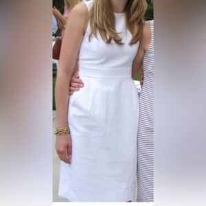 White cotton/linen blend dress - great bride shower or brunch dress